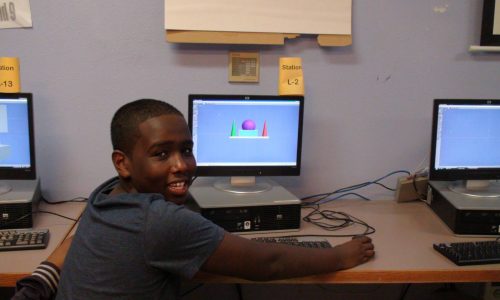 teenager using computer